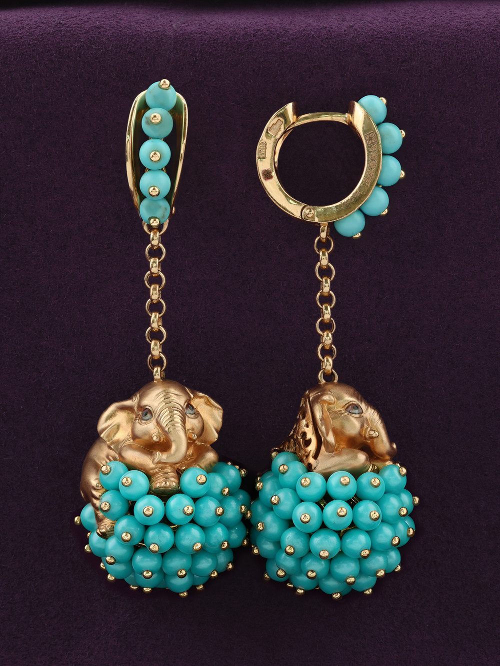 Серьги из золота c эмаль и бирюзой