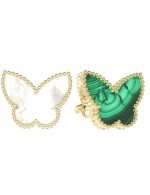 Серьги из лимонного золота 585 пробы c малахитом и перламутром