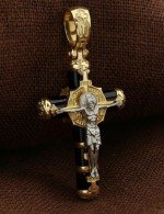 Крест из лимонного золота 585 пробы c ониксом