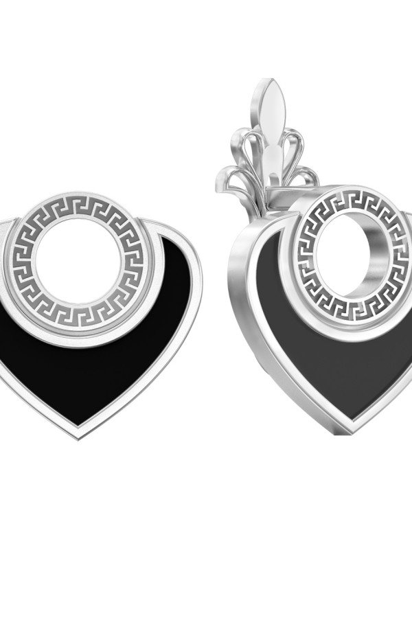Серьги из белого золота 585 пробы c ониксом