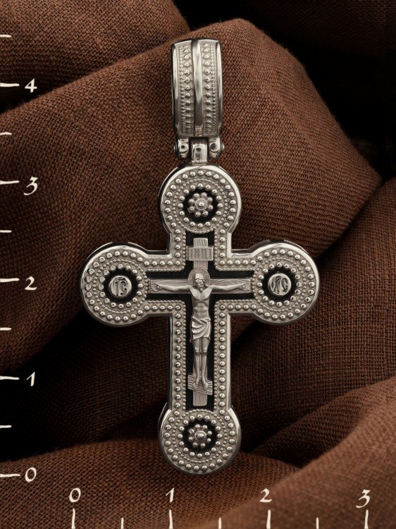 Крест из белого золота c эбеновым деревом