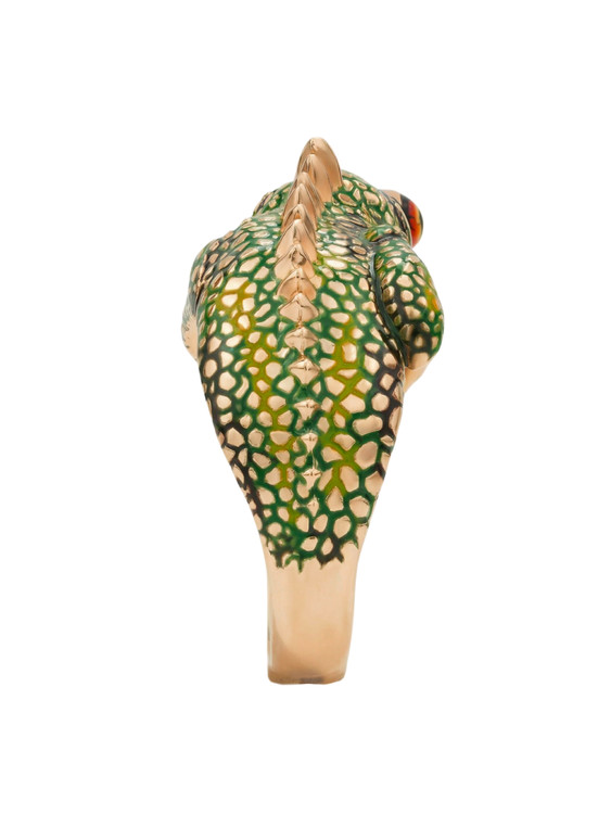 Кольцо из золота c эмаль и рубином