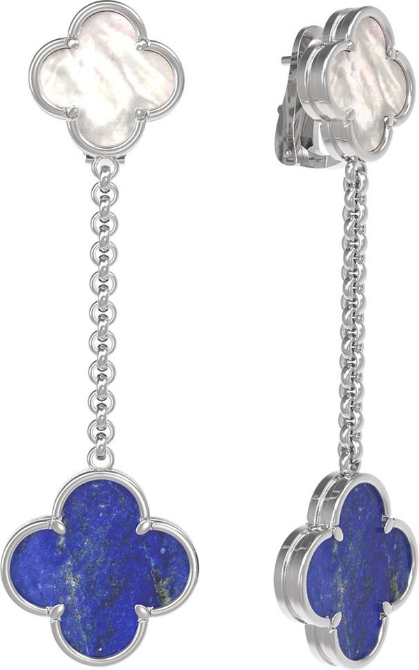 Серьги из белого золота c лазуритом и перламутром