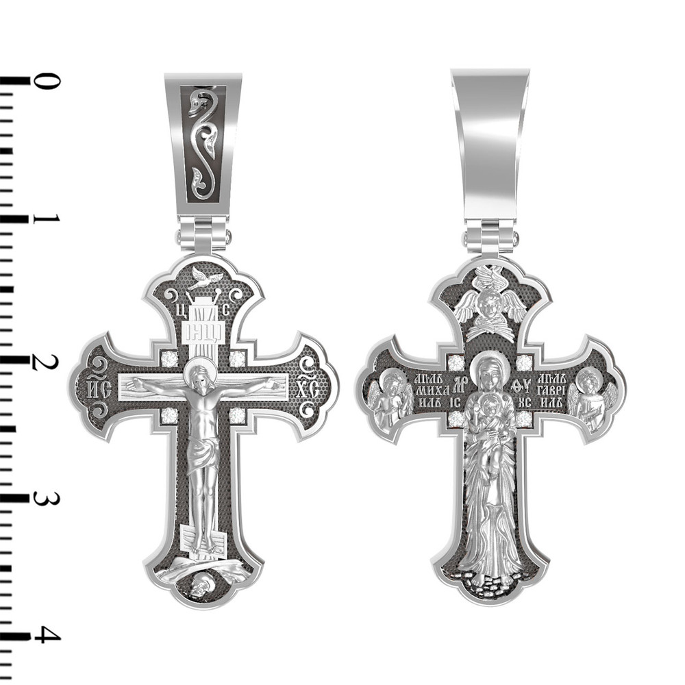 Крест из белого золота c бриллиантами