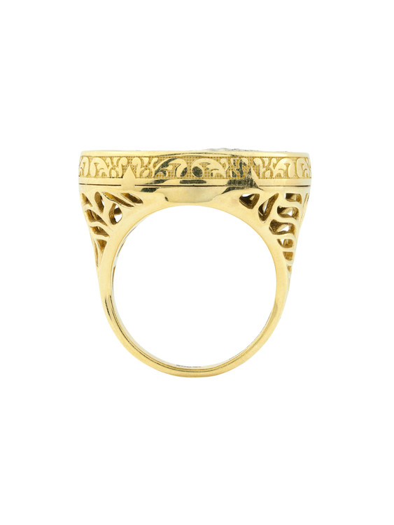 Кольцо из лимонного золота c эбеновым деревом