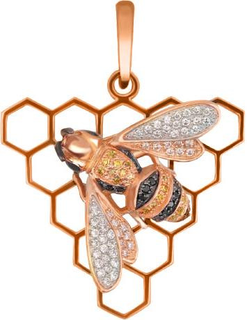 Подвеска из золота c эмаль и фианитом