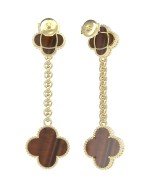 Серьги из лимонного золота 585 пробы c тигровым глазом