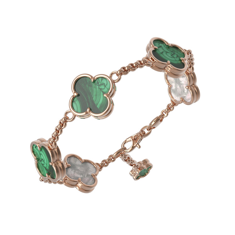 Браслет из золота c малахитом и перламутром