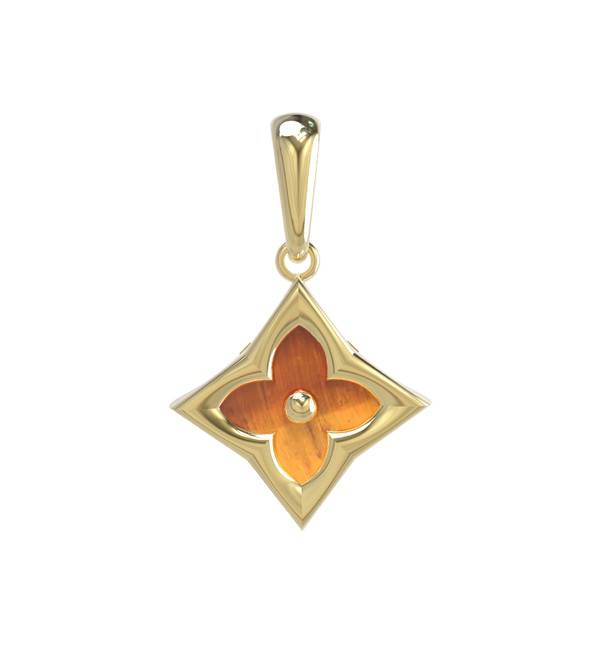 Подвеска из лимонного золота c тигровым глазом