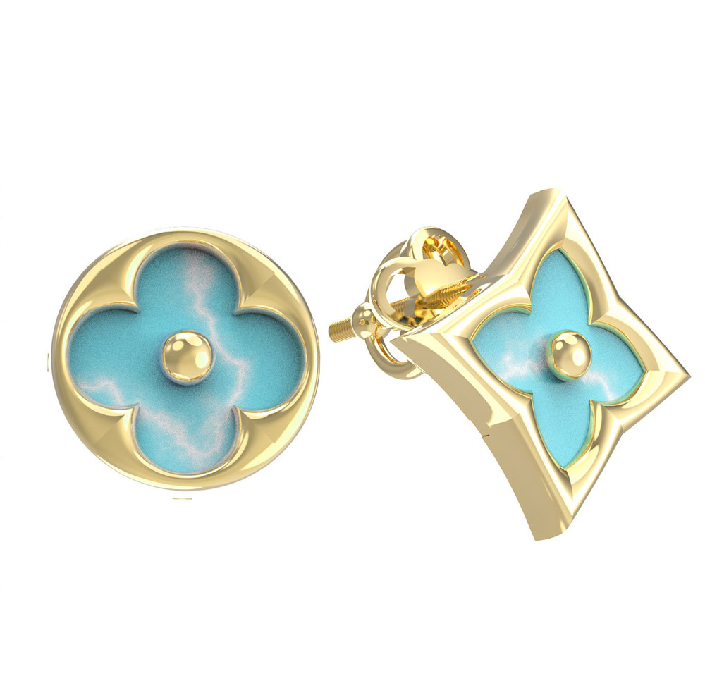 Серьги из лимонного золота c бирюзой