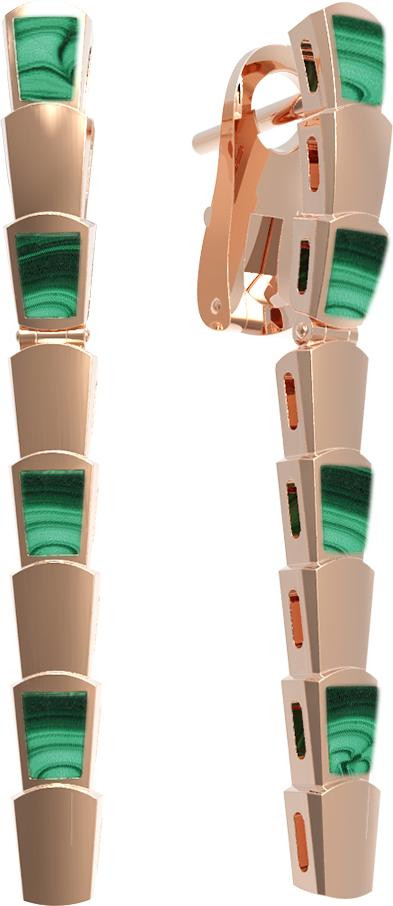 Серьги из золота c малахитом