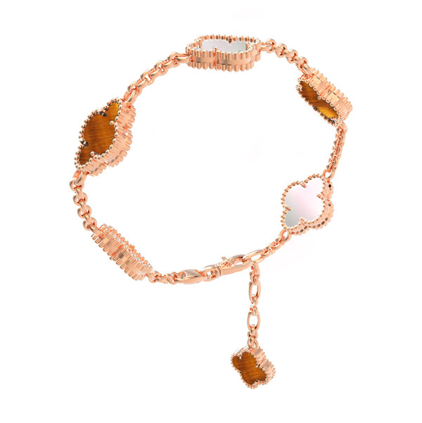 Браслет из золота c тигровым глазом и перламутром