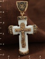 Крест из золота 585 пробы c бивнем мамонта