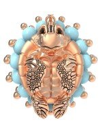 Серьги из золота 585 пробы c эмалью и бирюзой