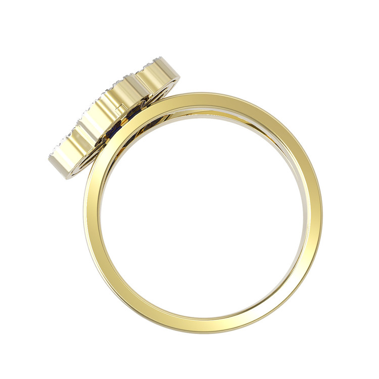 Кольцо из лимонного золота c бриллиантами и лазуритом