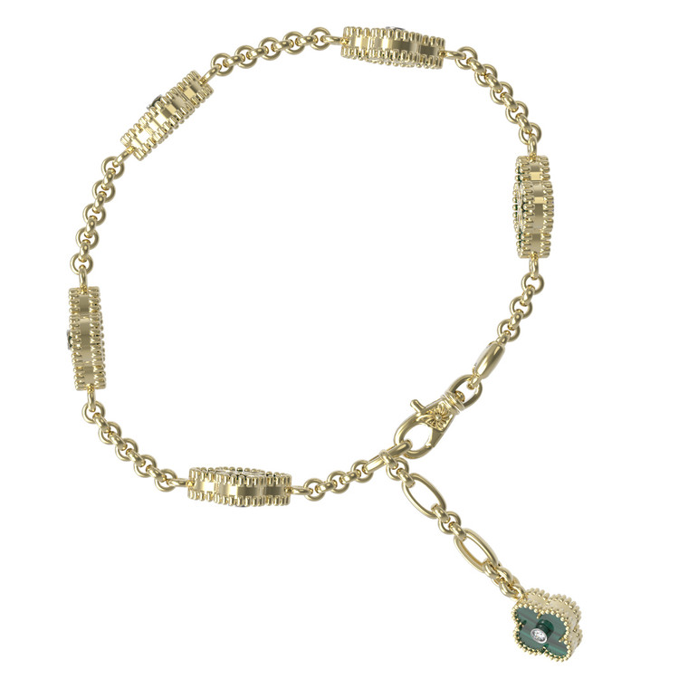 Браслет из лимонного золота c бриллиантами и малахитом