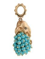 Подвеска из золота 585 пробы c эмалью и бирюзой