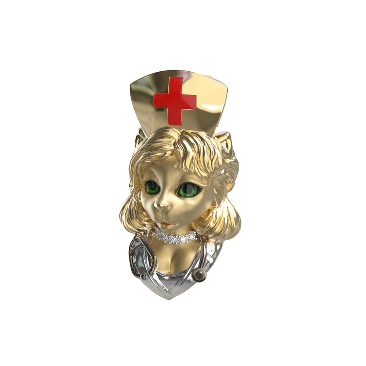 Подвеска из лимонного золота c эмаль , бриллиантами и рубином