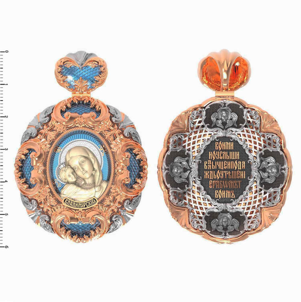 Образок из золота c эмаль и бивнем мамонта