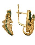 Серьги из лимонного золота 585 пробы c фианитом