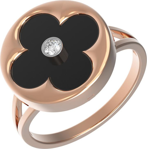 Кольцо из золота c бриллиантами и ониксом