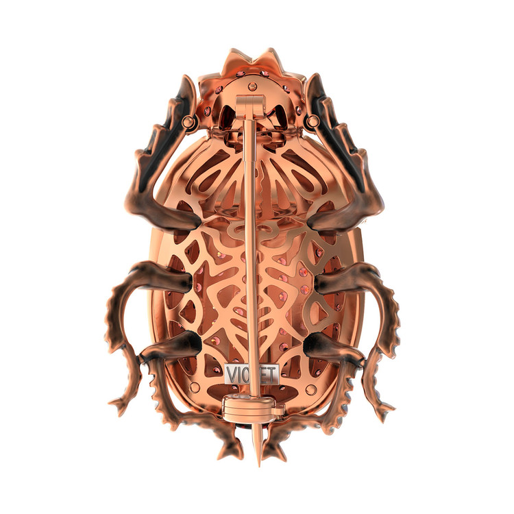 Брошь из золота c эмаль , фианитом и гранатом