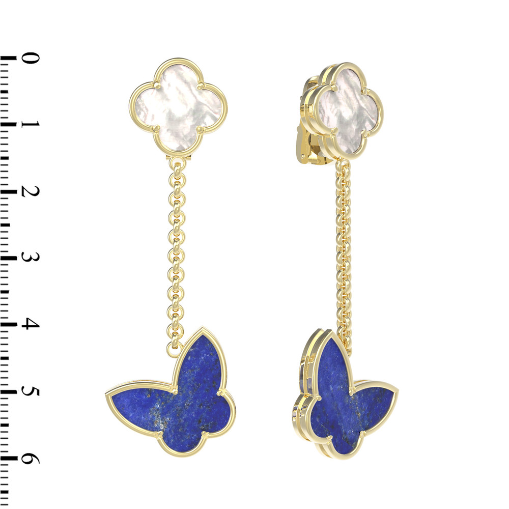 Серьги из лимонного золота c лазуритом и перламутром