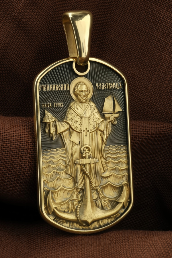 Образок из лимонного золота c эмаль