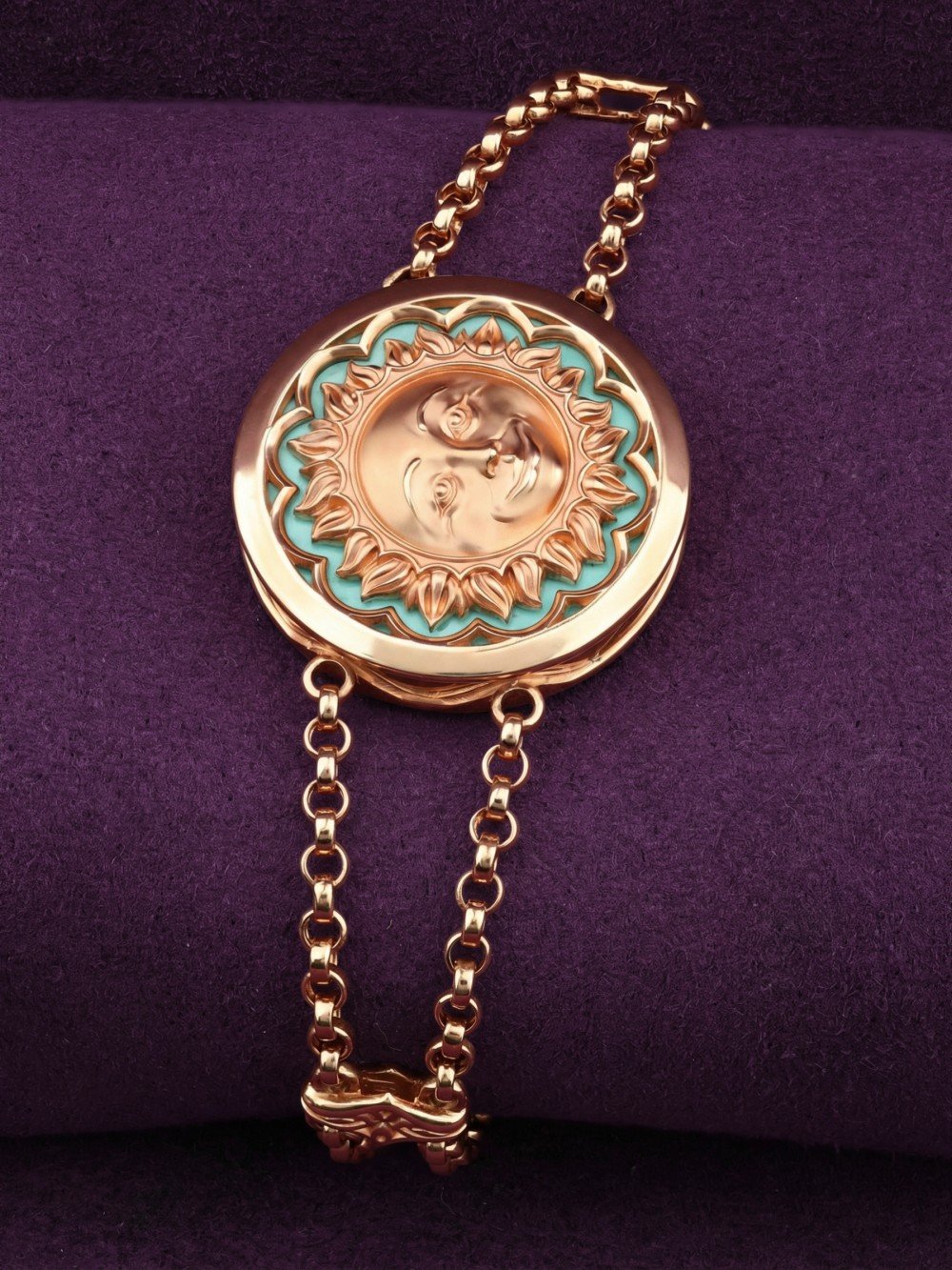 Браслет из золота c бирюзой и лазуритом