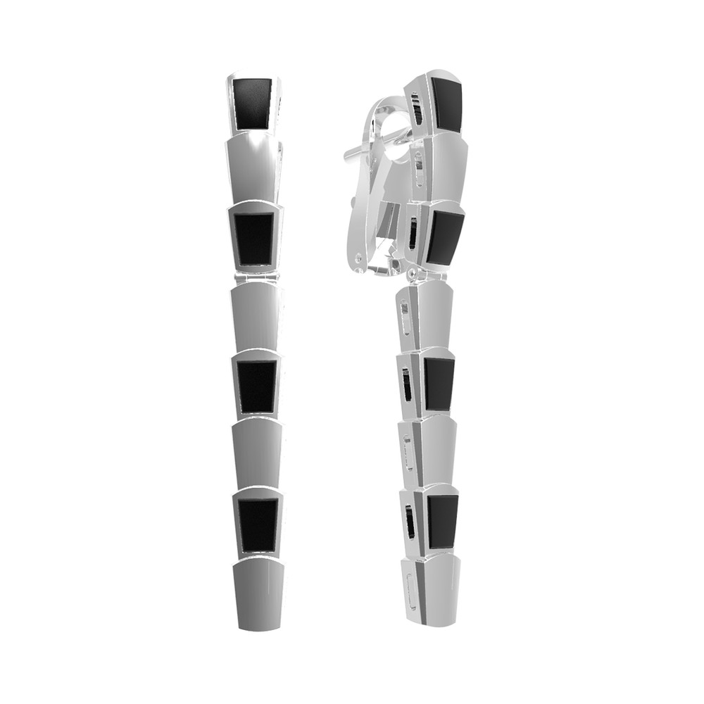 Серьги из белого золота c ониксом