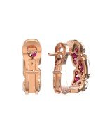 Серьги из золота 585 пробы c бриллиантами и рубином