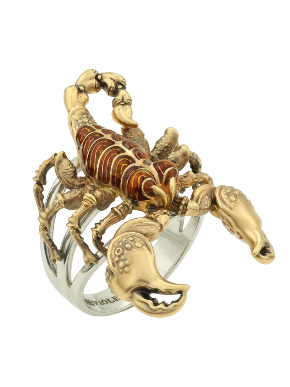 Кольцо из лимонного золота c эмаль