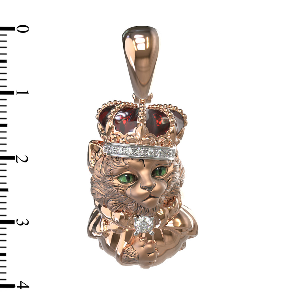 Подвеска из золота c эмаль , бриллиантами и рубином