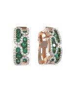Серьги из золота 585 пробы c бриллиантами и изумрудом