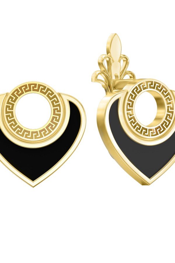 Серьги из лимонного золота 585 пробы c ониксом