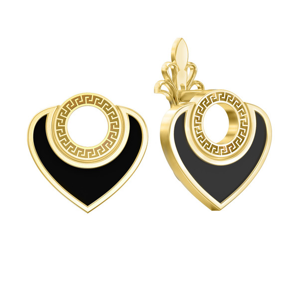 Серьги из лимонного золота c ониксом