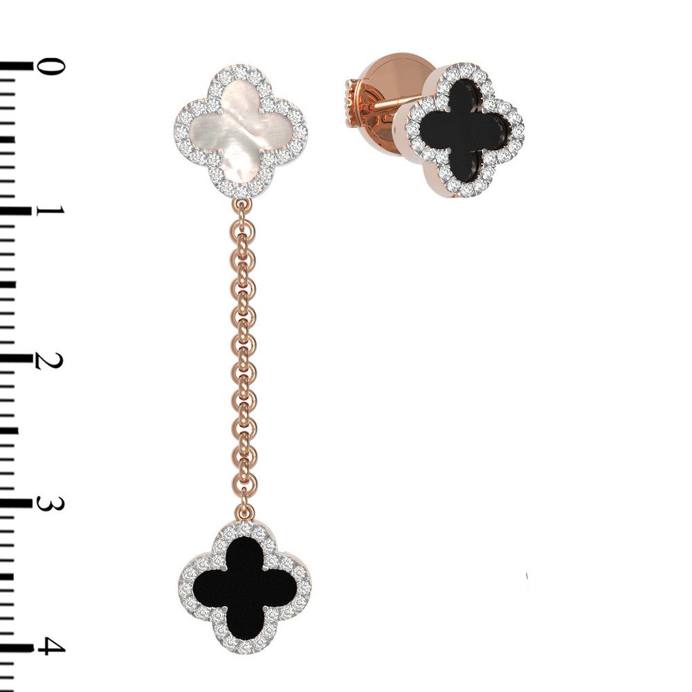 Серьги из золота c бриллиантами, ониксом и перламутром