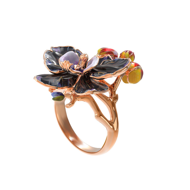 Кольцо из золота c эмаль