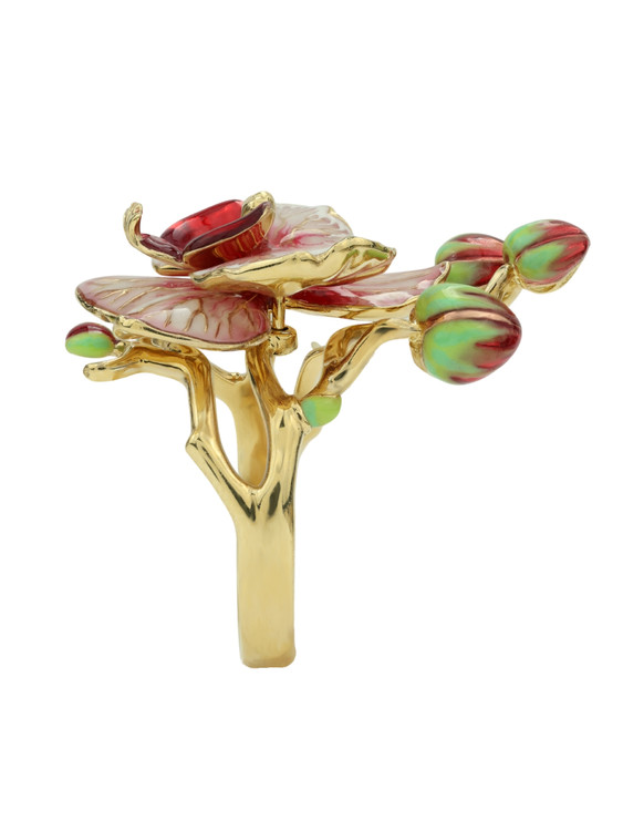 Кольцо из лимонного золота c эмаль