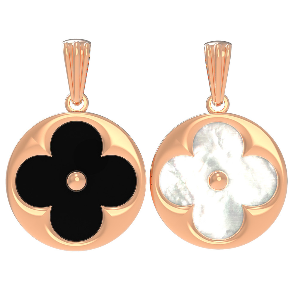 Подвеска из золота c ониксом и перламутром