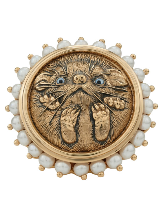 Кольцо из золота c эмаль и жемчугом