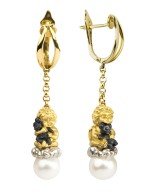 Серьги из лимонного золота 585 пробы c жемчугом