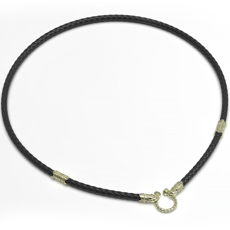 Шнурок кожаный из зелёного золота c кожаным шнурком