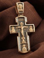 Крест из золота 585 пробы c бриллиантами