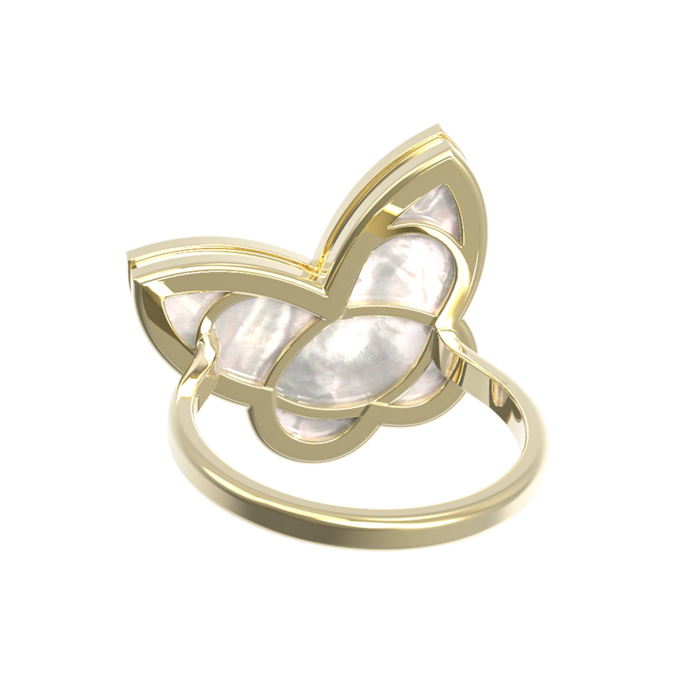 Кольцо из лимонного золота c перламутром