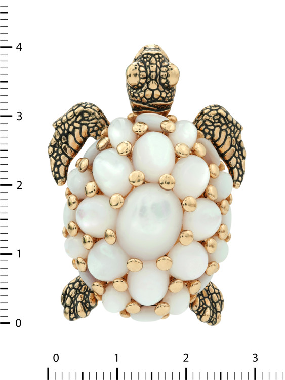 Брошь из золота c эмаль и перламутром