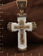 Крест из золота 585 пробы c бивнем мамонта