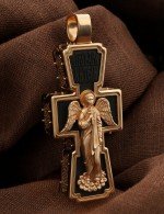 Крест из золота 585 пробы c эбеновым деревом