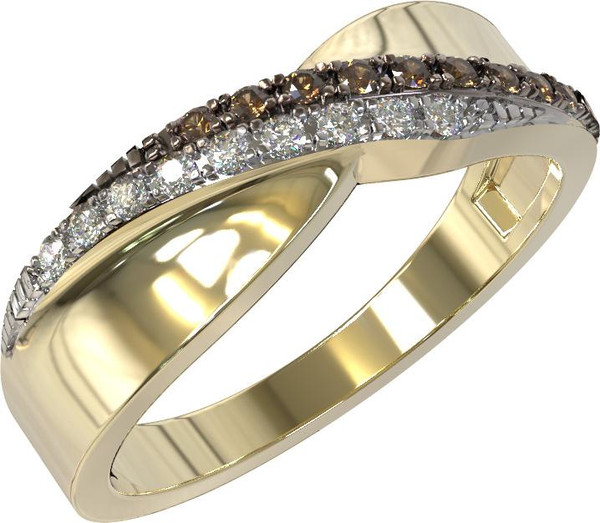 Кольцо из лимонного золота c бриллиантами