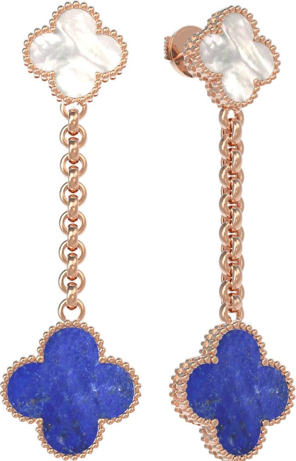 Серьги из золота c лазуритом и перламутром